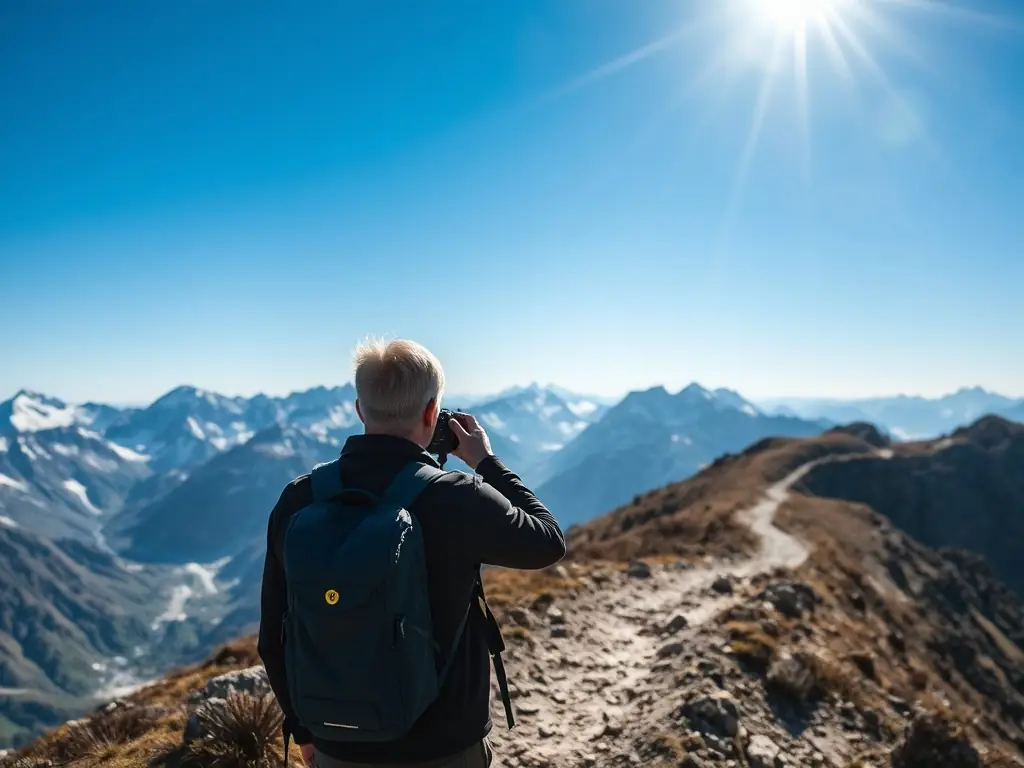 A photographer is capturing a scenic landscape with a high-resolution camera, showcasing the studio's dedication to quality imagery.